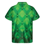 Green Playing Card Suits Pattern Print Men's Short Sleeve Shirt