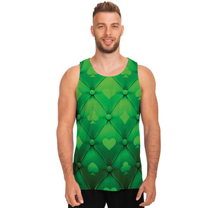 Green Playing Card Suits Pattern Print Men's Tank Top