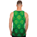 Green Playing Card Suits Pattern Print Men's Tank Top