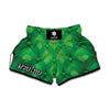 Green Playing Card Suits Pattern Print Muay Thai Boxing Shorts