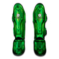 Green Playing Card Suits Pattern Print Muay Thai Shin Guards