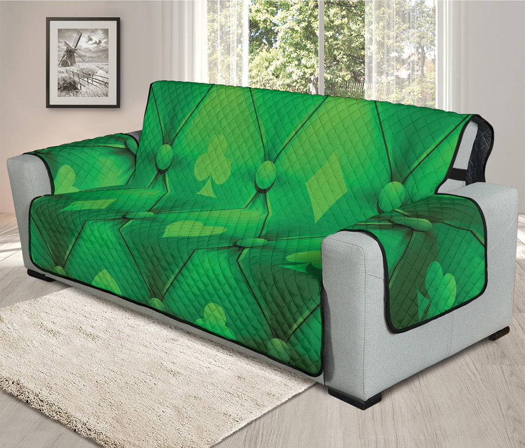 Green Playing Card Suits Pattern Print Oversized Sofa Protector