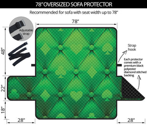 Green Playing Card Suits Pattern Print Oversized Sofa Protector