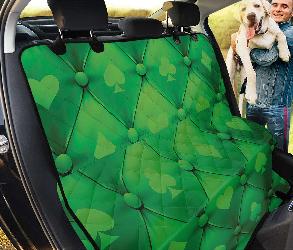 Green Playing Card Suits Pattern Print Pet Car Back Seat Cover