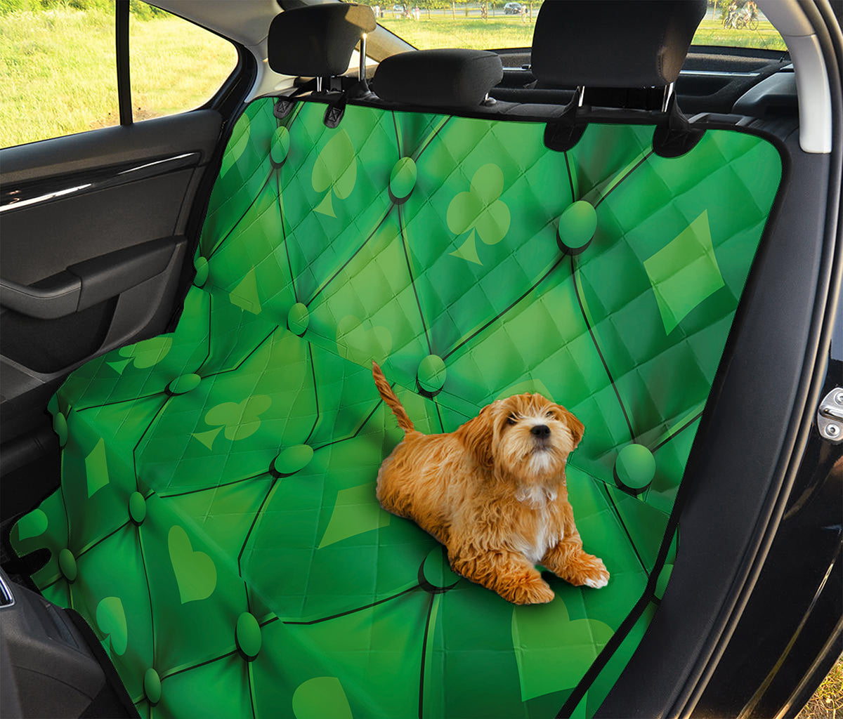 Green Playing Card Suits Pattern Print Pet Car Back Seat Cover