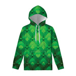 Green Playing Card Suits Pattern Print Pullover Hoodie