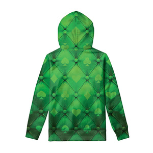 Green Playing Card Suits Pattern Print Pullover Hoodie