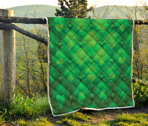 Green Playing Card Suits Pattern Print Quilt