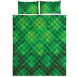 Green Playing Card Suits Pattern Print Quilt Bed Set