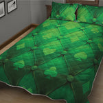 Green Playing Card Suits Pattern Print Quilt Bed Set