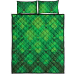 Green Playing Card Suits Pattern Print Quilt Bed Set