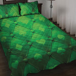 Green Playing Card Suits Pattern Print Quilt Bed Set