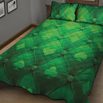 Green Playing Card Suits Pattern Print Quilt Bed Set