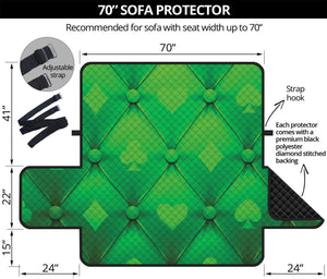 Green Playing Card Suits Pattern Print Sofa Protector