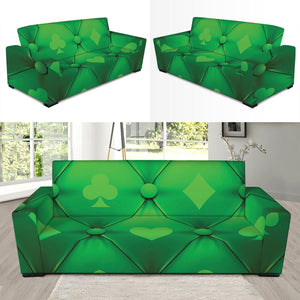 Green Playing Card Suits Pattern Print Sofa Slipcover