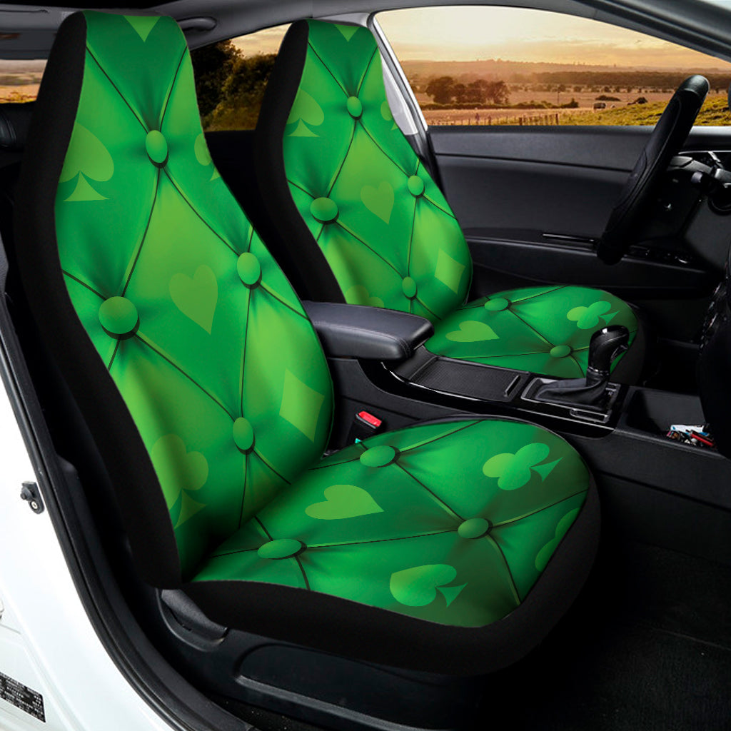 Green Playing Card Suits Pattern Print Universal Fit Car Seat Covers