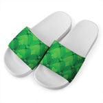 Green Playing Card Suits Pattern Print White Slide Sandals