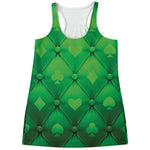 Green Playing Card Suits Pattern Print Women's Racerback Tank Top