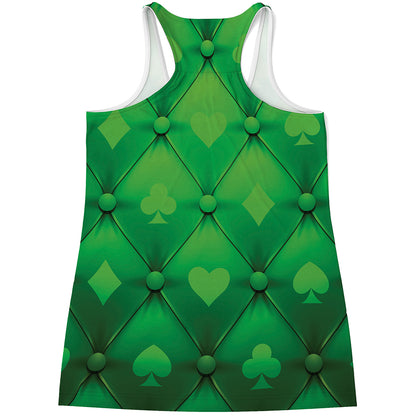 Green Playing Card Suits Pattern Print Women's Racerback Tank Top