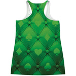 Green Playing Card Suits Pattern Print Women's Racerback Tank Top