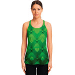 Green Playing Card Suits Pattern Print Women's Racerback Tank Top