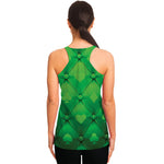 Green Playing Card Suits Pattern Print Women's Racerback Tank Top