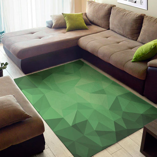 Green Polygonal Geometric Print Area Rug