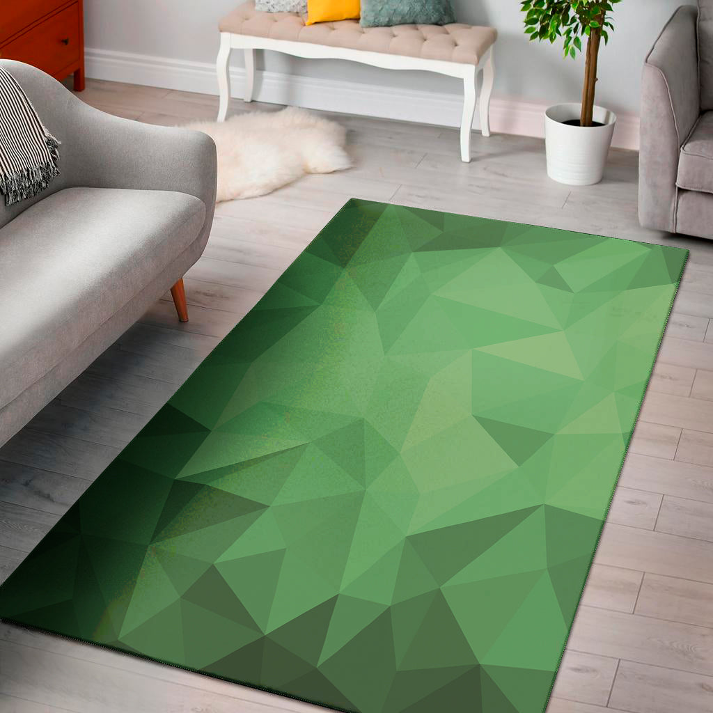 Green Polygonal Geometric Print Area Rug