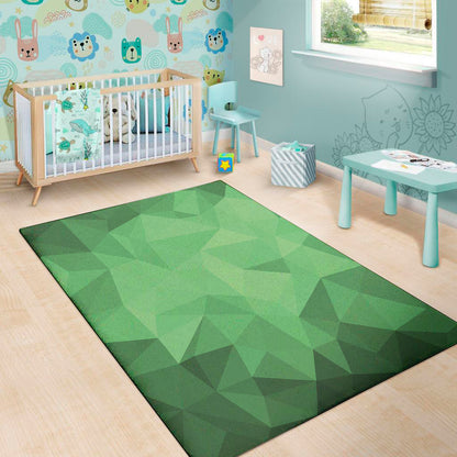 Green Polygonal Geometric Print Area Rug