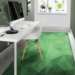 Green Polygonal Geometric Print Area Rug
