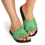 Green Polygonal Geometric Print Black Slide Sandals