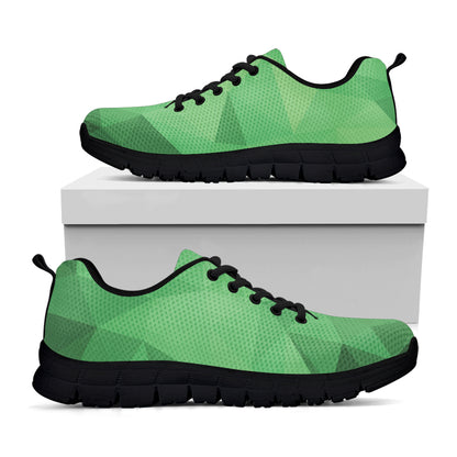 Green Polygonal Geometric Print Black Sneakers