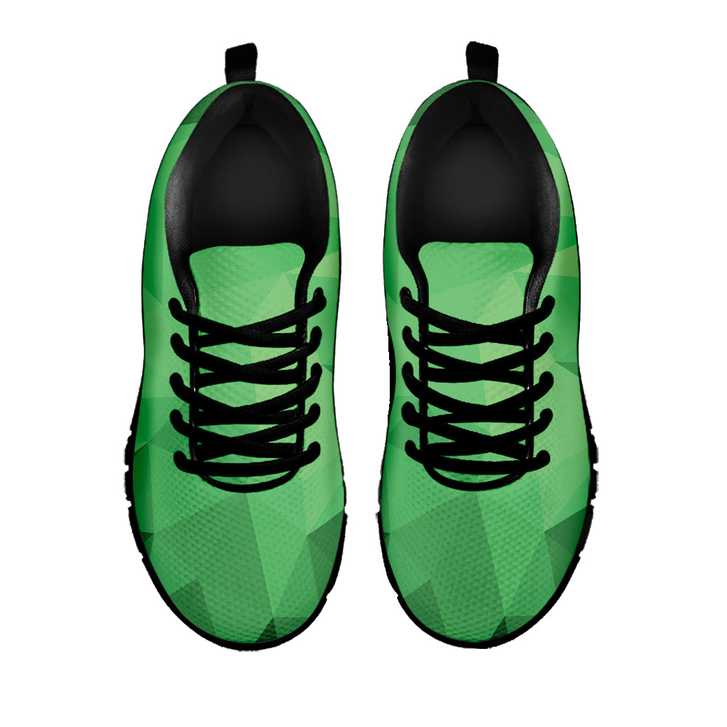 Green Polygonal Geometric Print Black Sneakers
