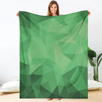 Green Polygonal Geometric Print Blanket