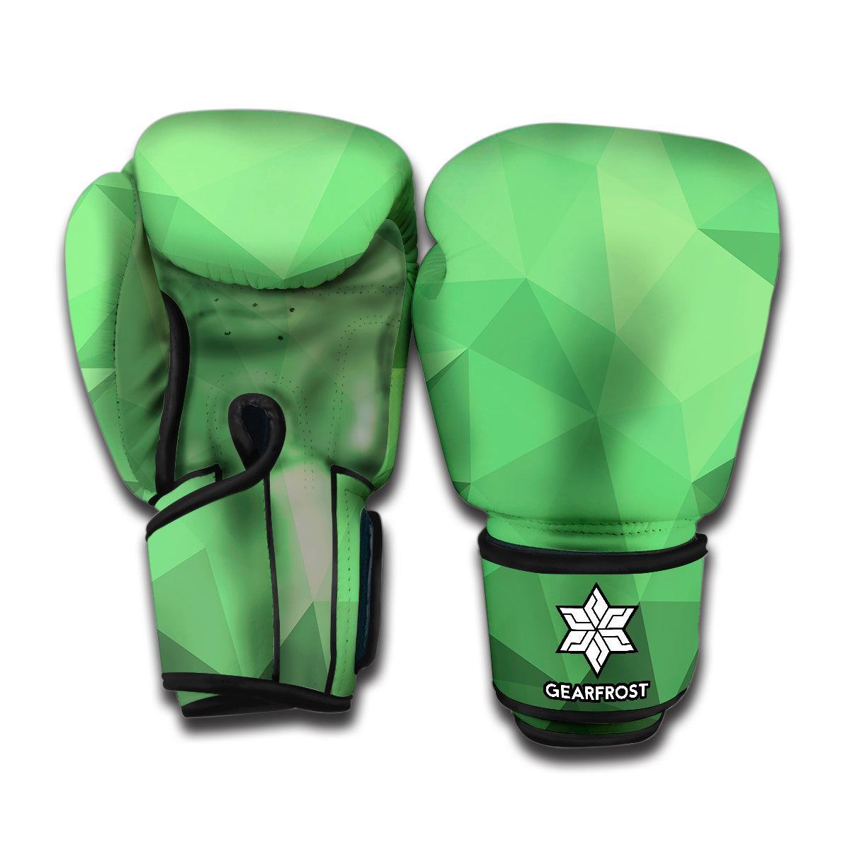 Green Polygonal Geometric Print Boxing Gloves