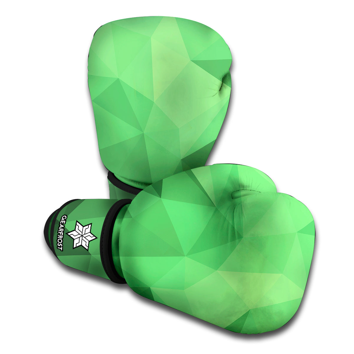 Green Polygonal Geometric Print Boxing Gloves