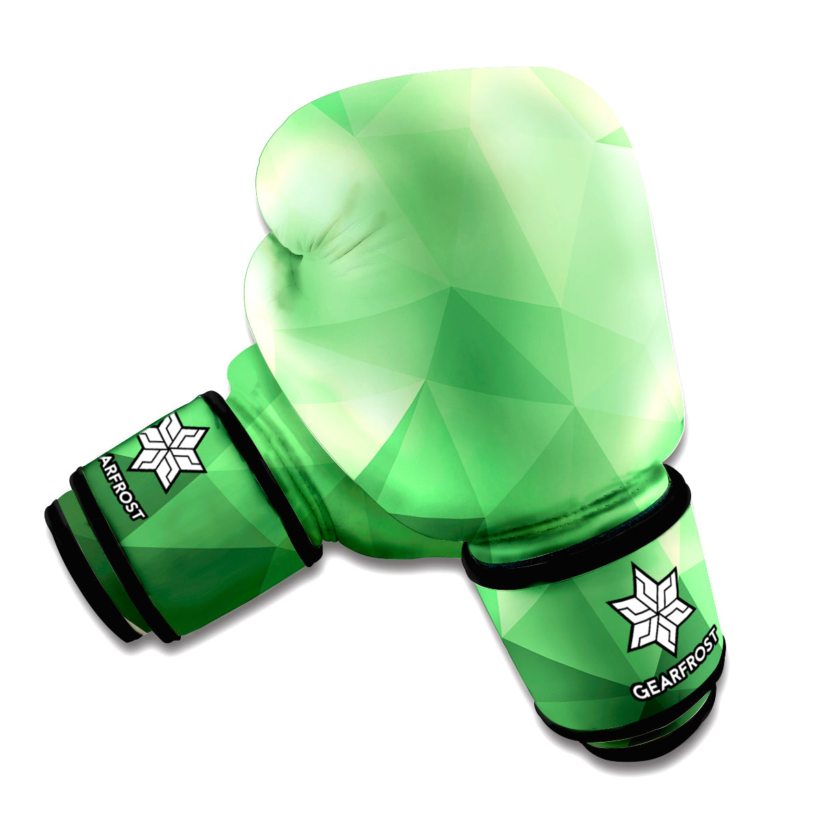 Green Polygonal Geometric Print Boxing Gloves