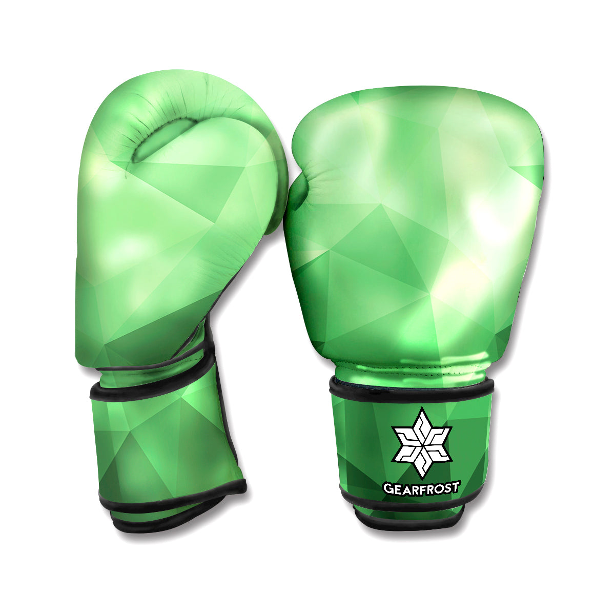 Green Polygonal Geometric Print Boxing Gloves