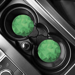 Green Polygonal Geometric Print Car Coasters
