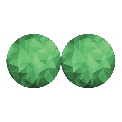 Green Polygonal Geometric Print Car Coasters
