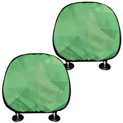 Green Polygonal Geometric Print Car Headrest Covers