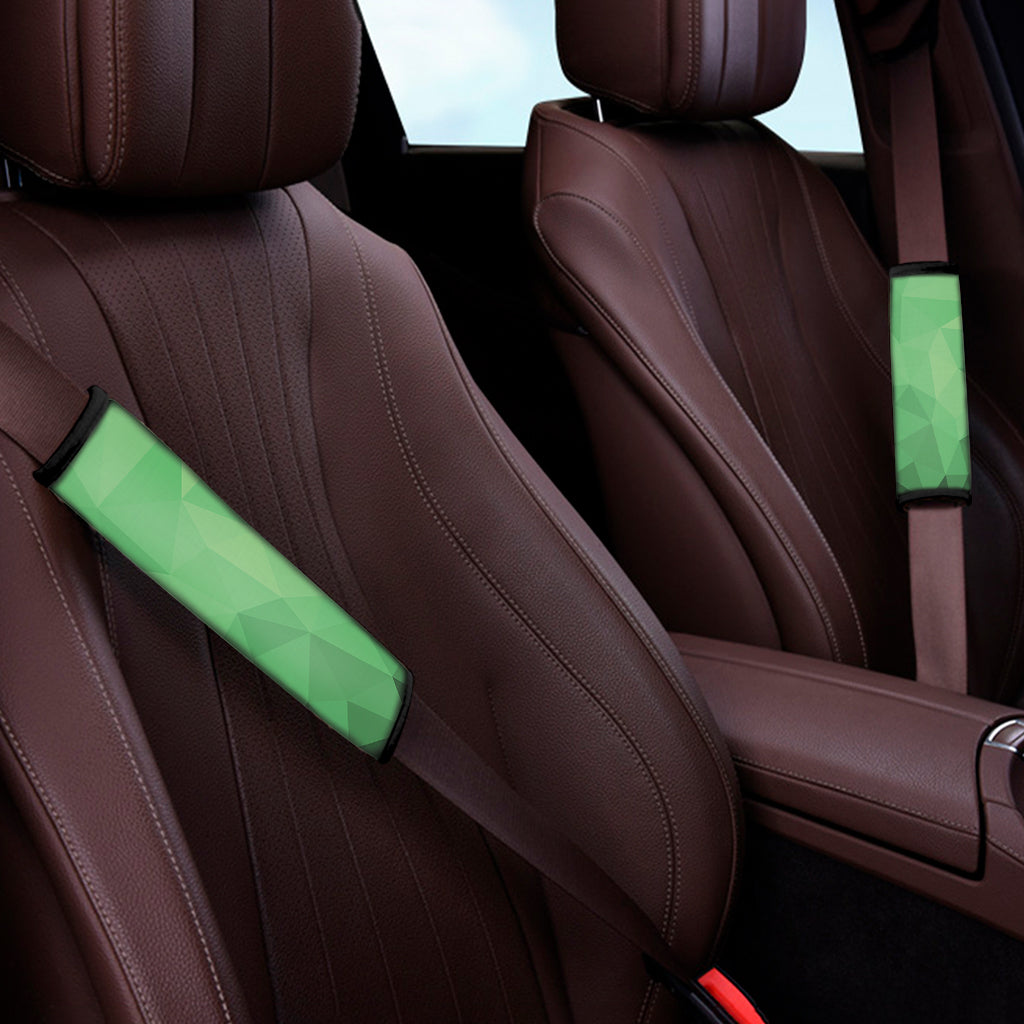 Green Polygonal Geometric Print Car Seat Belt Covers