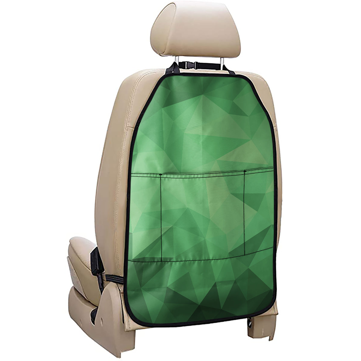 Green Polygonal Geometric Print Car Seat Organizers