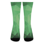 Green Polygonal Geometric Print Crew Socks