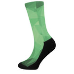 Green Polygonal Geometric Print Crew Socks