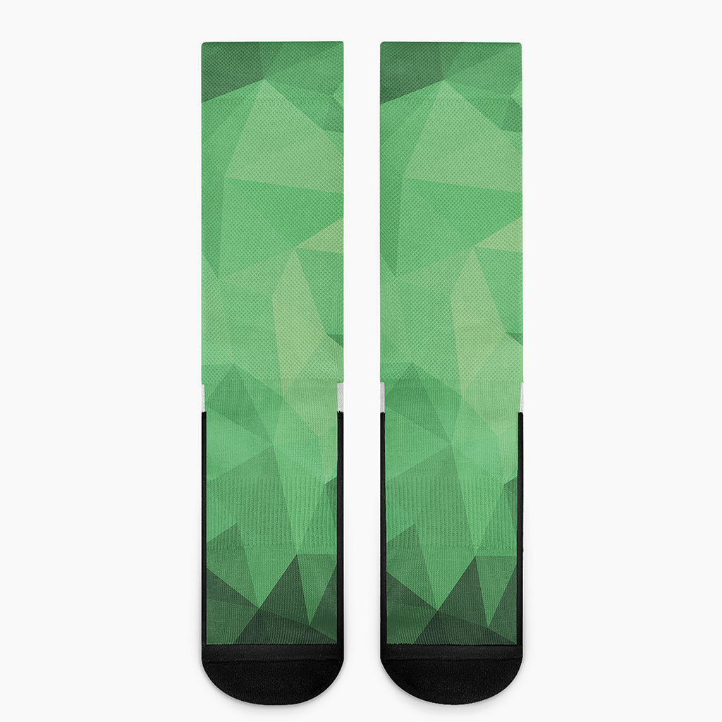 Green Polygonal Geometric Print Crew Socks