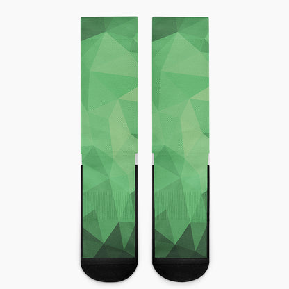 Green Polygonal Geometric Print Crew Socks