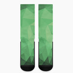 Green Polygonal Geometric Print Crew Socks