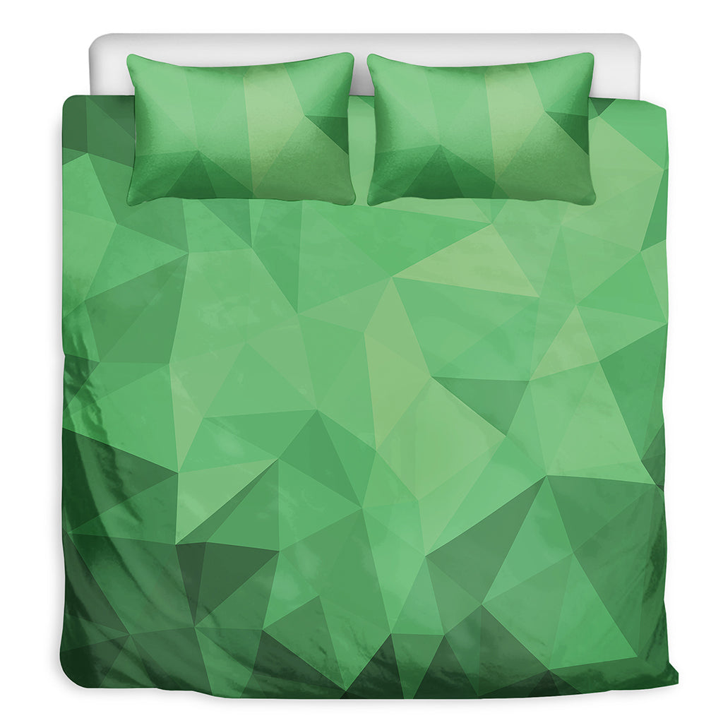 Green Polygonal Geometric Print Duvet Cover Bedding Set