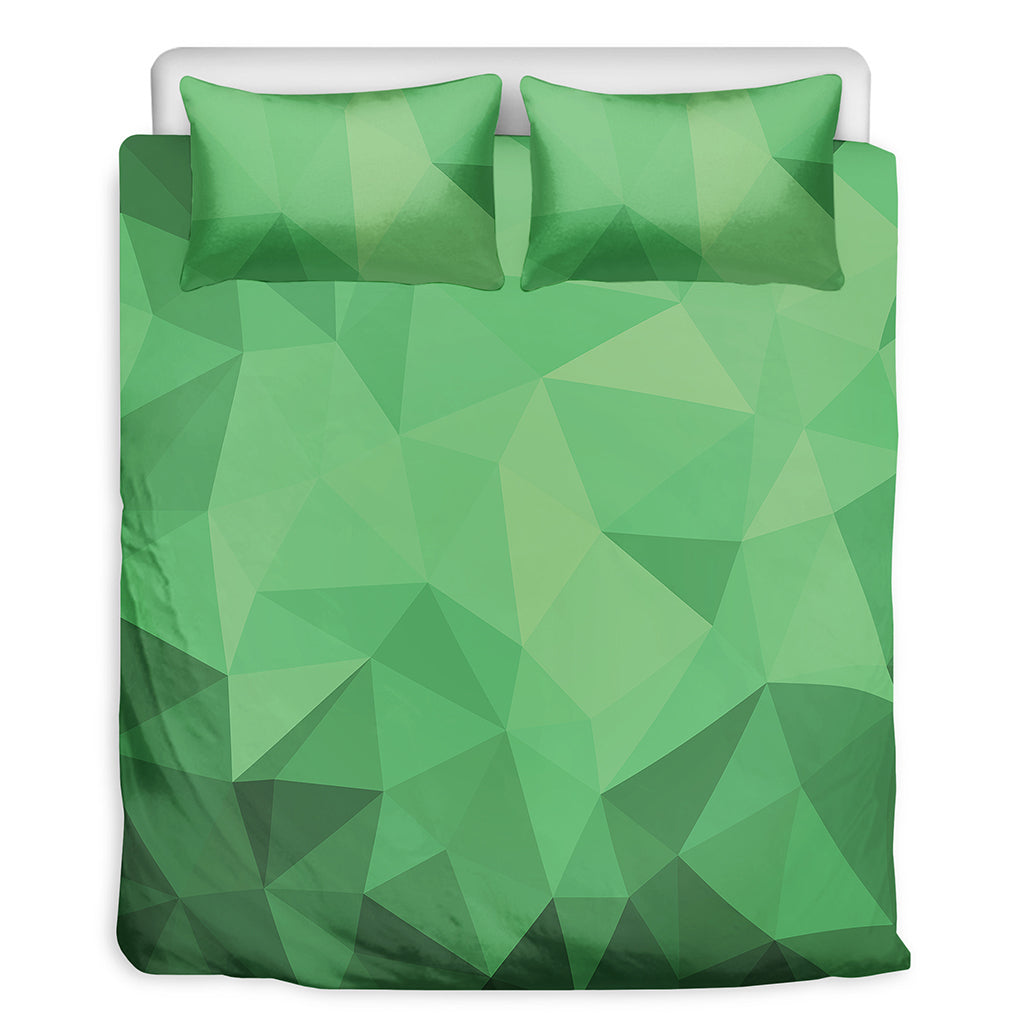 Green Polygonal Geometric Print Duvet Cover Bedding Set